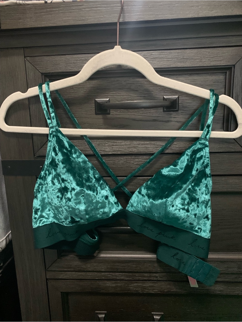 Victoria's Secret Emerald Velvet Crisscross Bralette